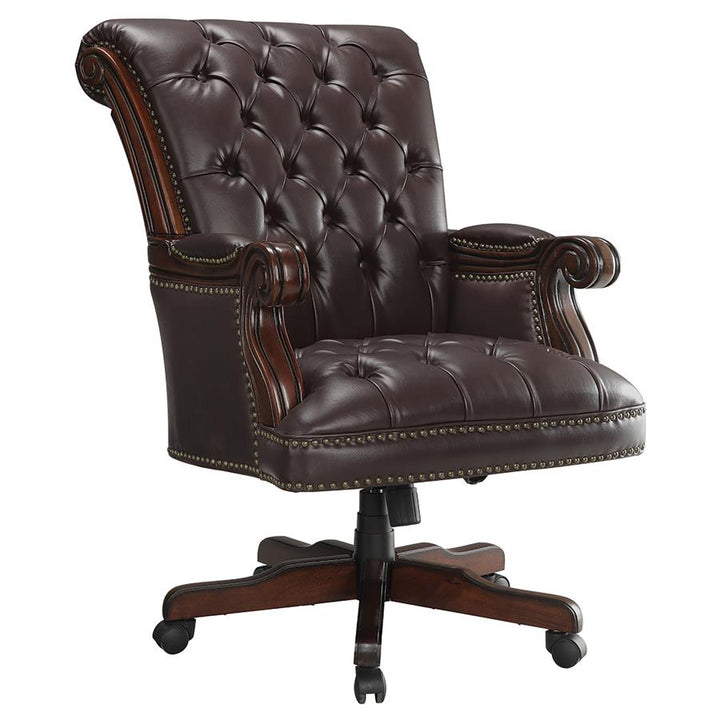 Tufted Adjustable Height Office Chair Dark Brown_1