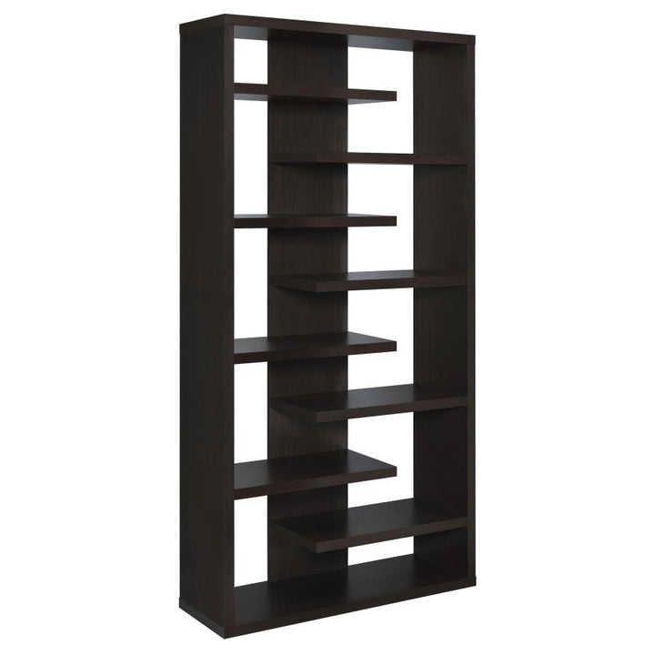 Bookcase with Staggered Floating Shelves Cappuccino_3