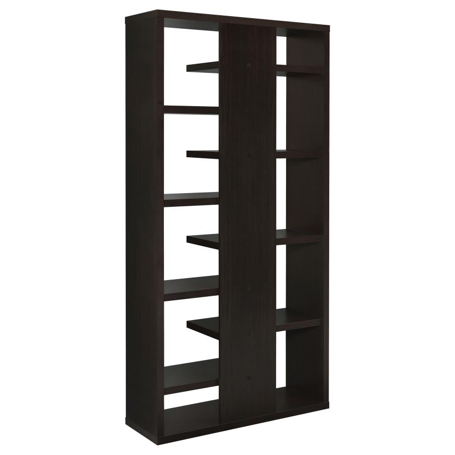 Bookcase with Staggered Floating Shelves Cappuccino_0