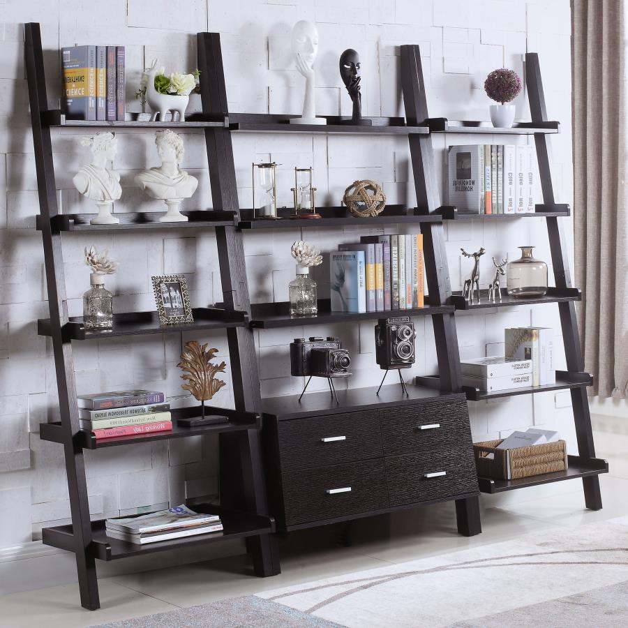 Bower 3-piece Storage Ladder Bookcase Set Cappuccino_0