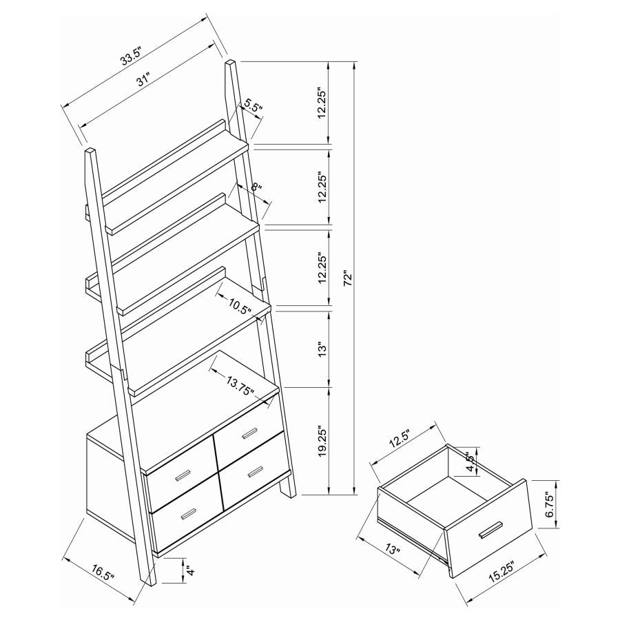 Bower 4-drawer Storage Bookcase Cappuccino_4