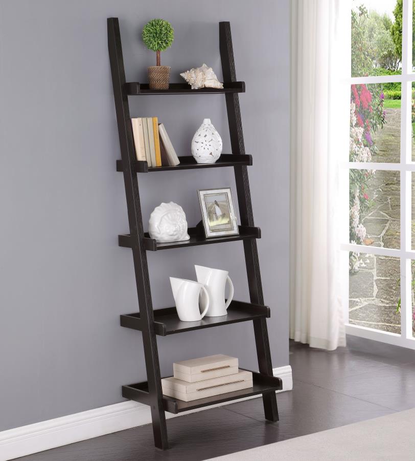 Bower 5-shelf Ladder Bookcase Cappuccino_0
