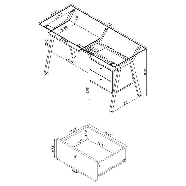 Weaving 2-drawer Computer Desk Black_9