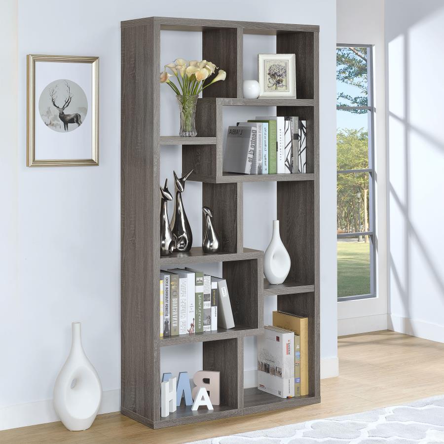 Theo 10-shelf Bookcase Weathered Grey_0