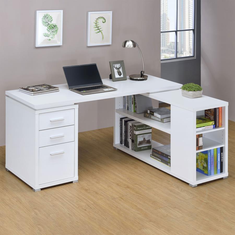 Yvette L-shape Office Desk White_0