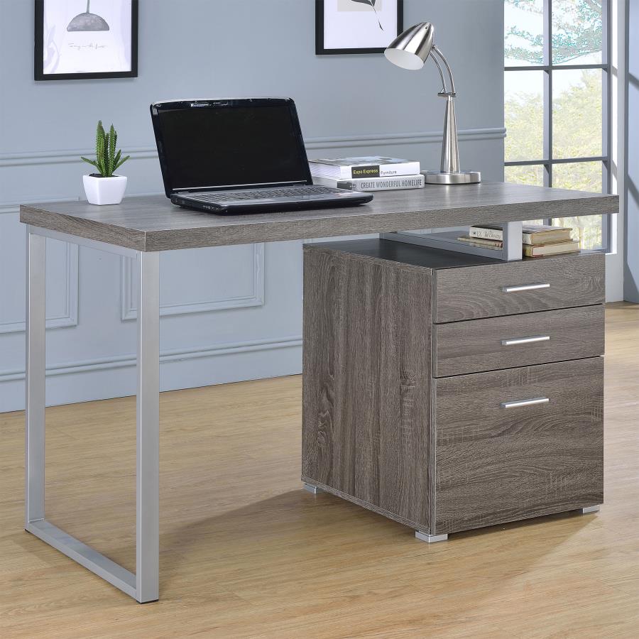 3-drawer Brennan Office Desk Weathered Grey_0