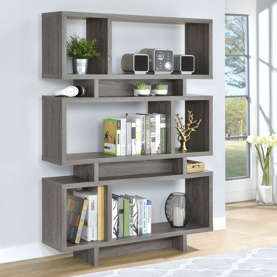 Reid 3-tier Geometric Bookcase Weathered Grey_0