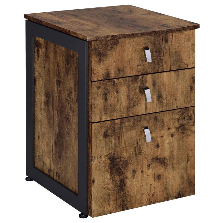 Estrella 3-drawer File Cabinet Antique Nutmeg and Gunmetal_1