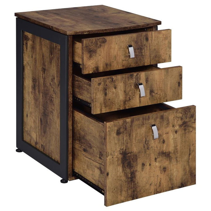 Estrella 3-drawer File Cabinet Antique Nutmeg and Gunmetal_4