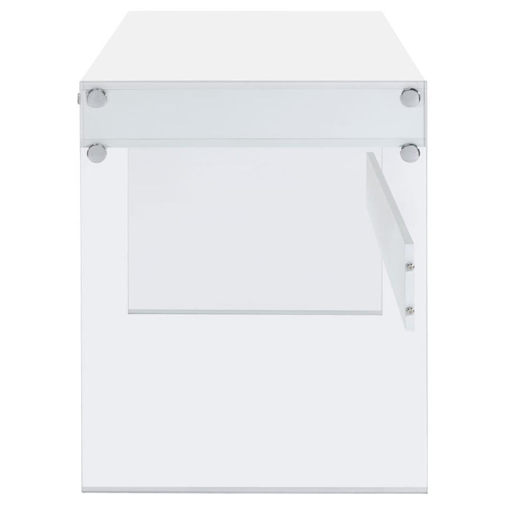 Dobrev 2-drawer Writing Desk Glossy White and Clear_8