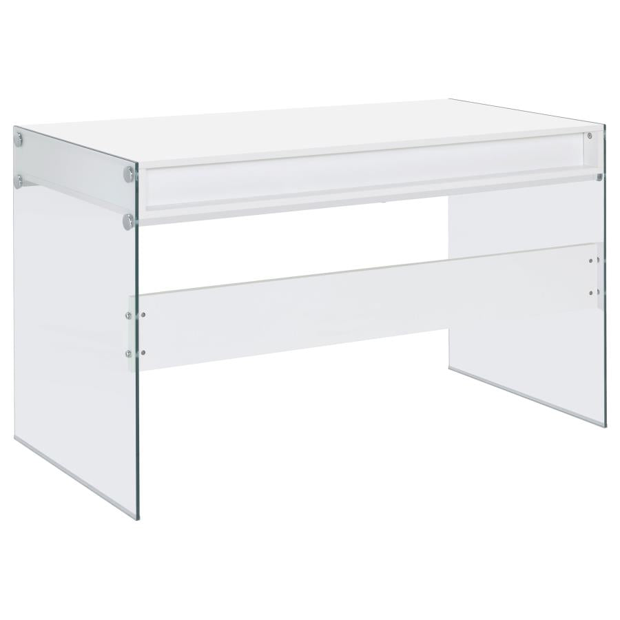 Dobrev 2-drawer Writing Desk Glossy White and Clear_9
