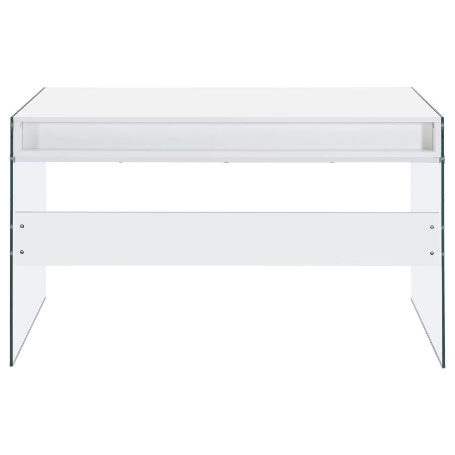 Dobrev 2-drawer Writing Desk Glossy White and Clear_10