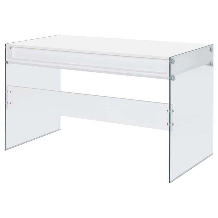 Dobrev 2-drawer Writing Desk Glossy White and Clear_11
