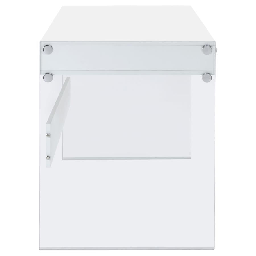 Dobrev 2-drawer Writing Desk Glossy White and Clear_12