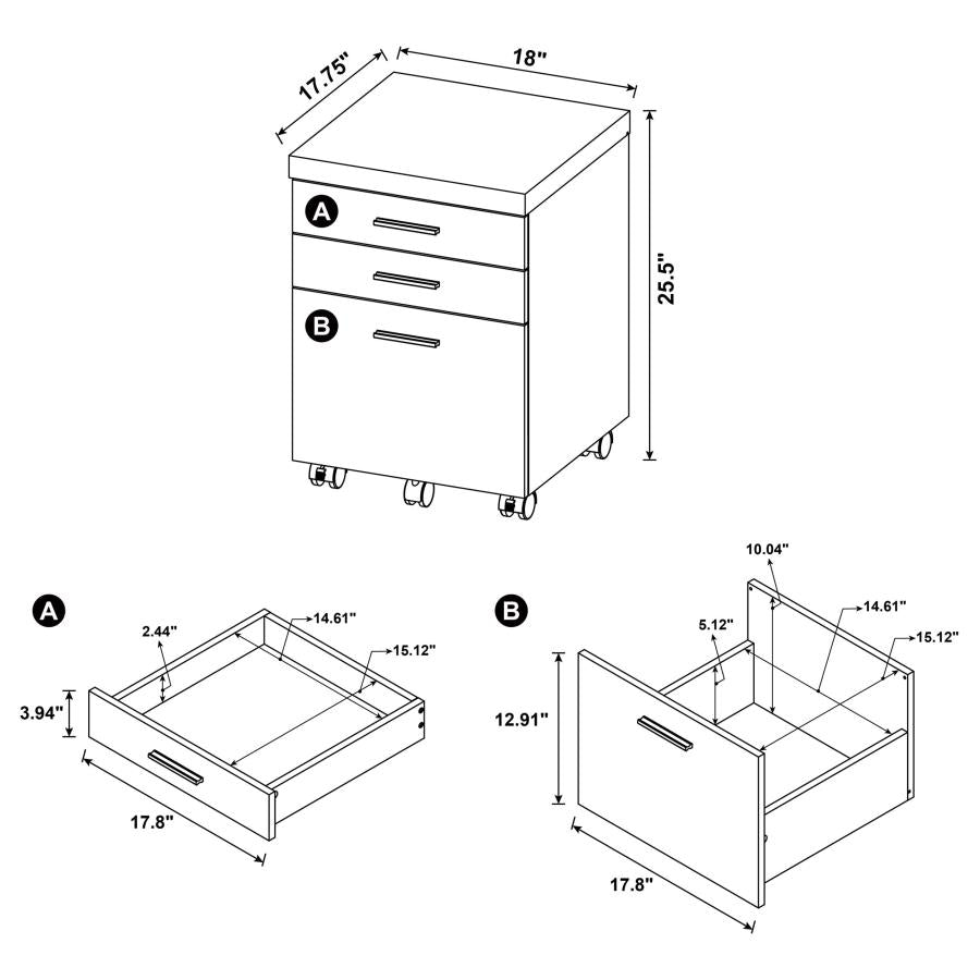 Skylar 3-drawer Mobile File Cabinet Cappuccino_3