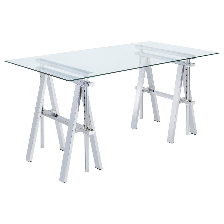 Statham Glass Top Adjustable Writing Desk Clear and Chrome_1
