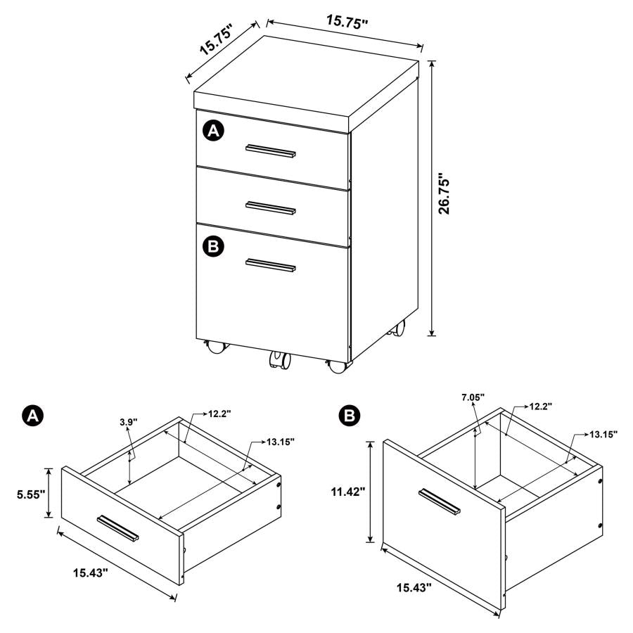 Skeena 3-drawer Mobile Storage Cabinet Cappuccino_3