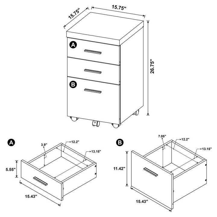 Skeena 3-drawer Mobile Storage Cabinet Cappuccino_3