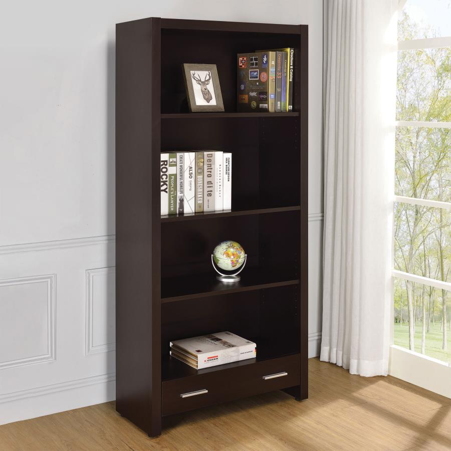 Skylar 5-shelf Bookcase with Storage Drawer Cappuccino_0