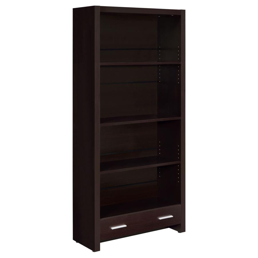 Skylar 5-shelf Bookcase with Storage Drawer Cappuccino_1