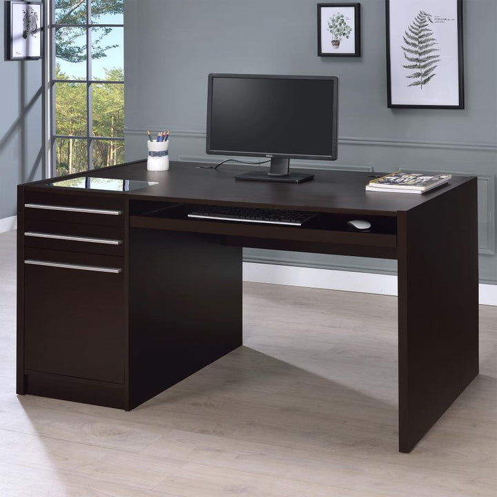 Halston 3-drawer Connect-it Office Desk Cappuccino_0