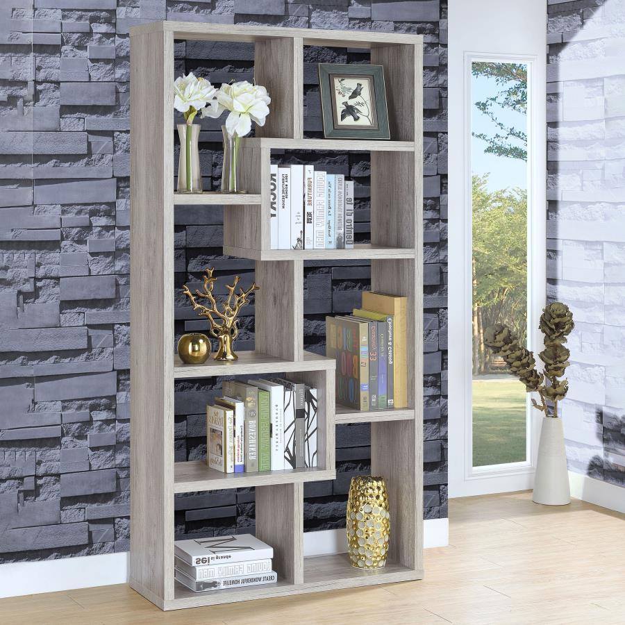 Theo 10-shelf Bookcase Grey Driftwood_0