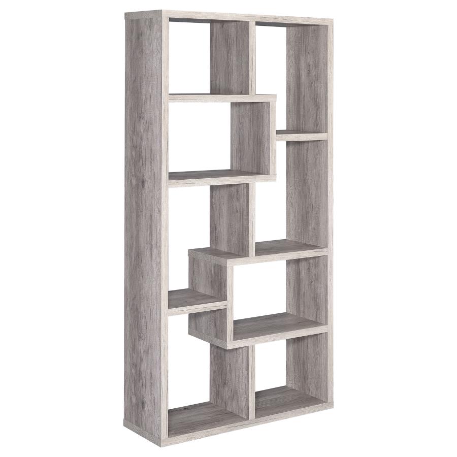 Theo 10-shelf Bookcase Grey Driftwood_1