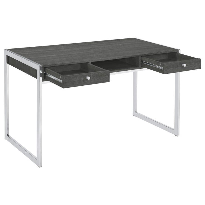Wallice 2-drawer Writing Desk Weathered Grey and Chrome_5