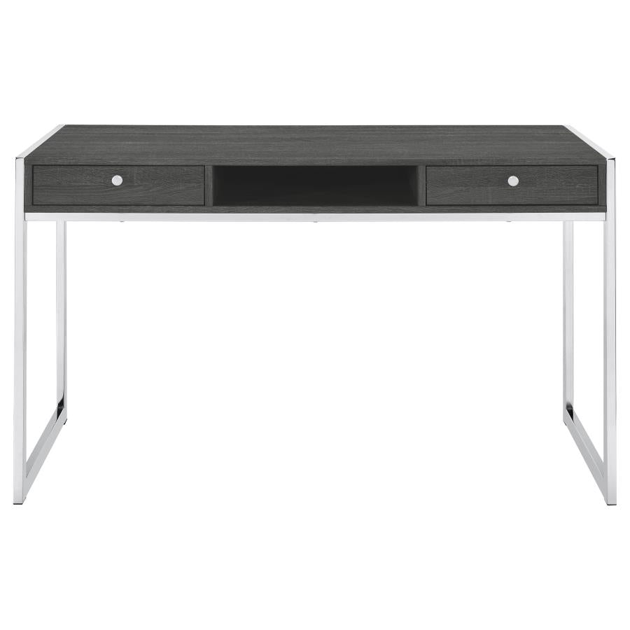 Wallice 2-drawer Writing Desk Weathered Grey and Chrome_6