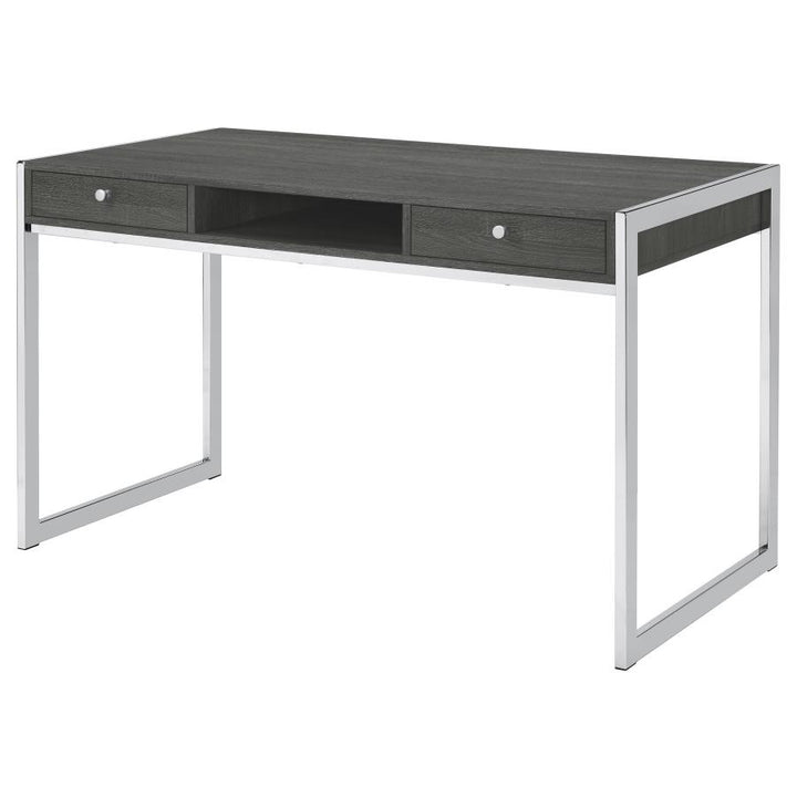 Wallice 2-drawer Writing Desk Weathered Grey and Chrome_7