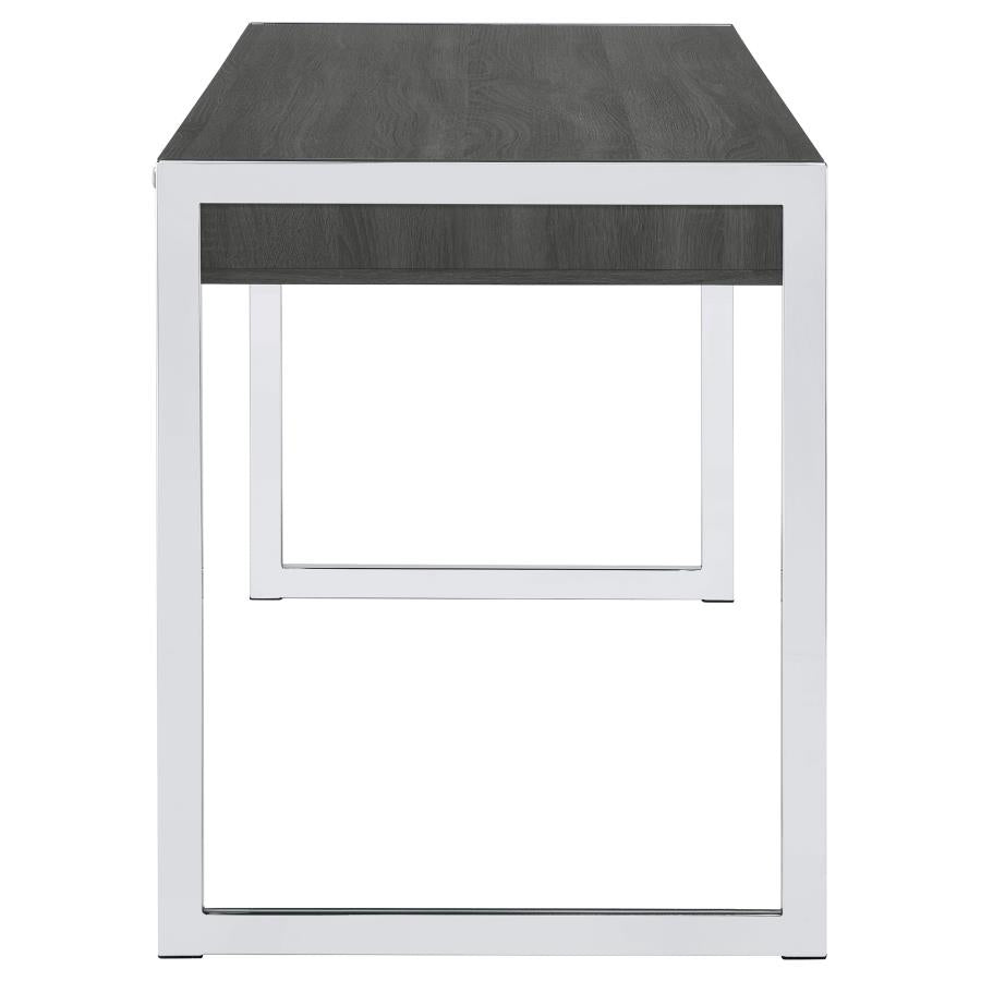 Wallice 2-drawer Writing Desk Weathered Grey and Chrome_8