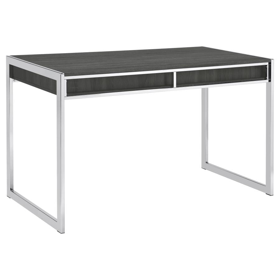 Wallice 2-drawer Writing Desk Weathered Grey and Chrome_9