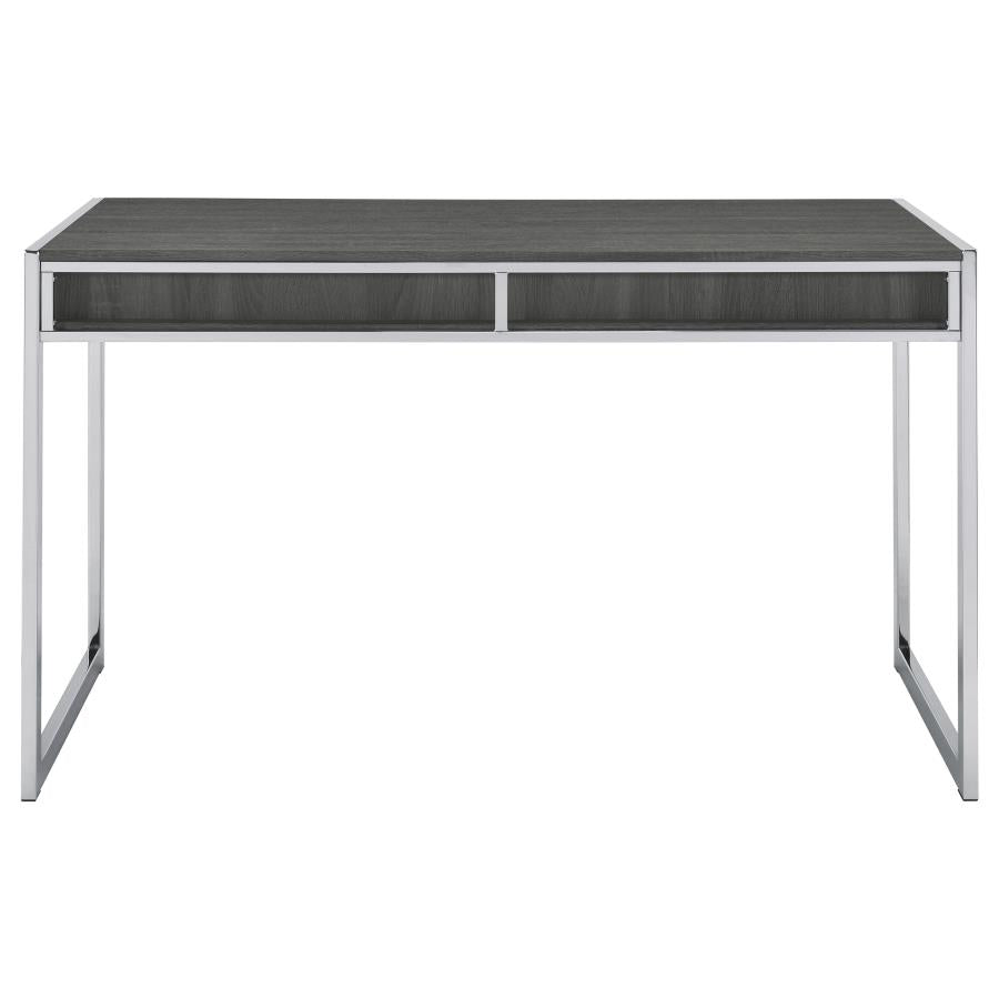 Wallice 2-drawer Writing Desk Weathered Grey and Chrome_10