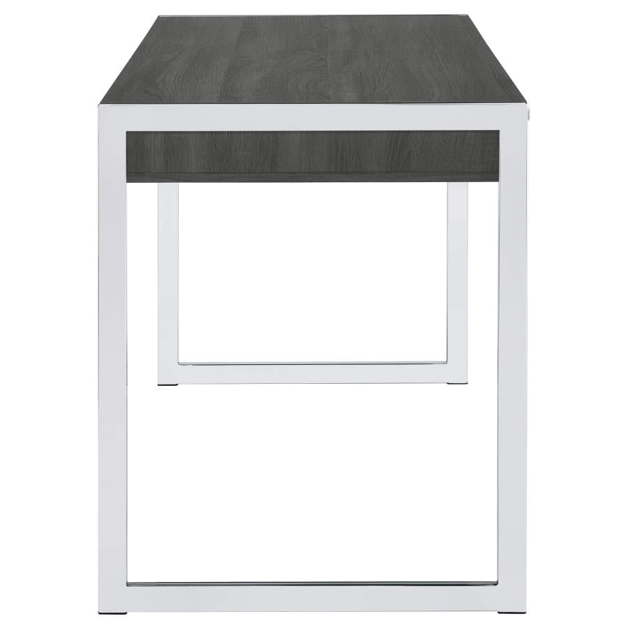 Wallice 2-drawer Writing Desk Weathered Grey and Chrome_12