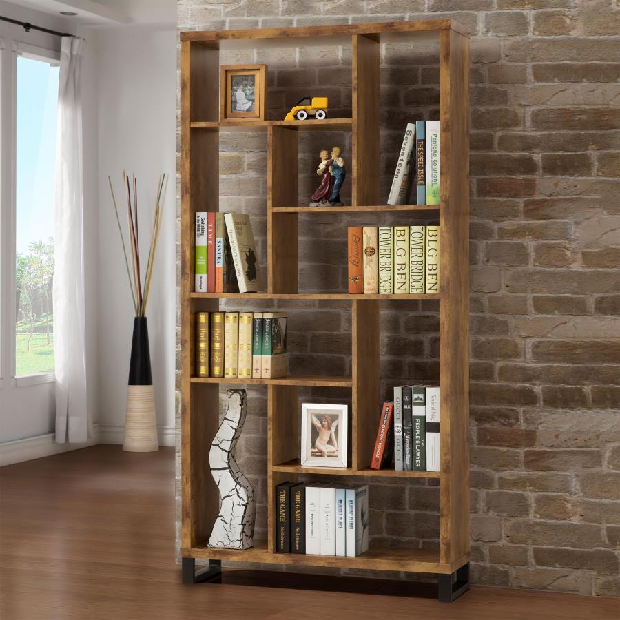 Delwin 10-shelf Bookcase Antique Nutmeg_0