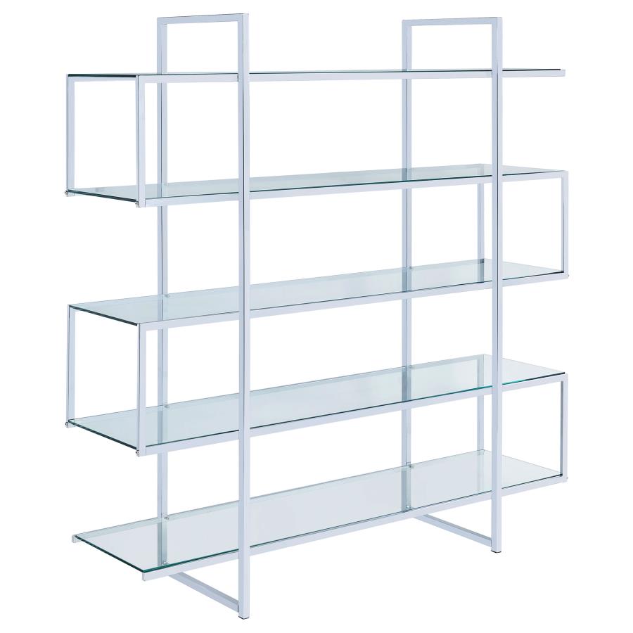 5-shelf Bookcase Chrome and Clear_1