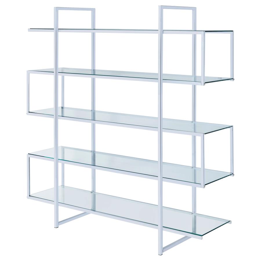 5-shelf Bookcase Chrome and Clear_5