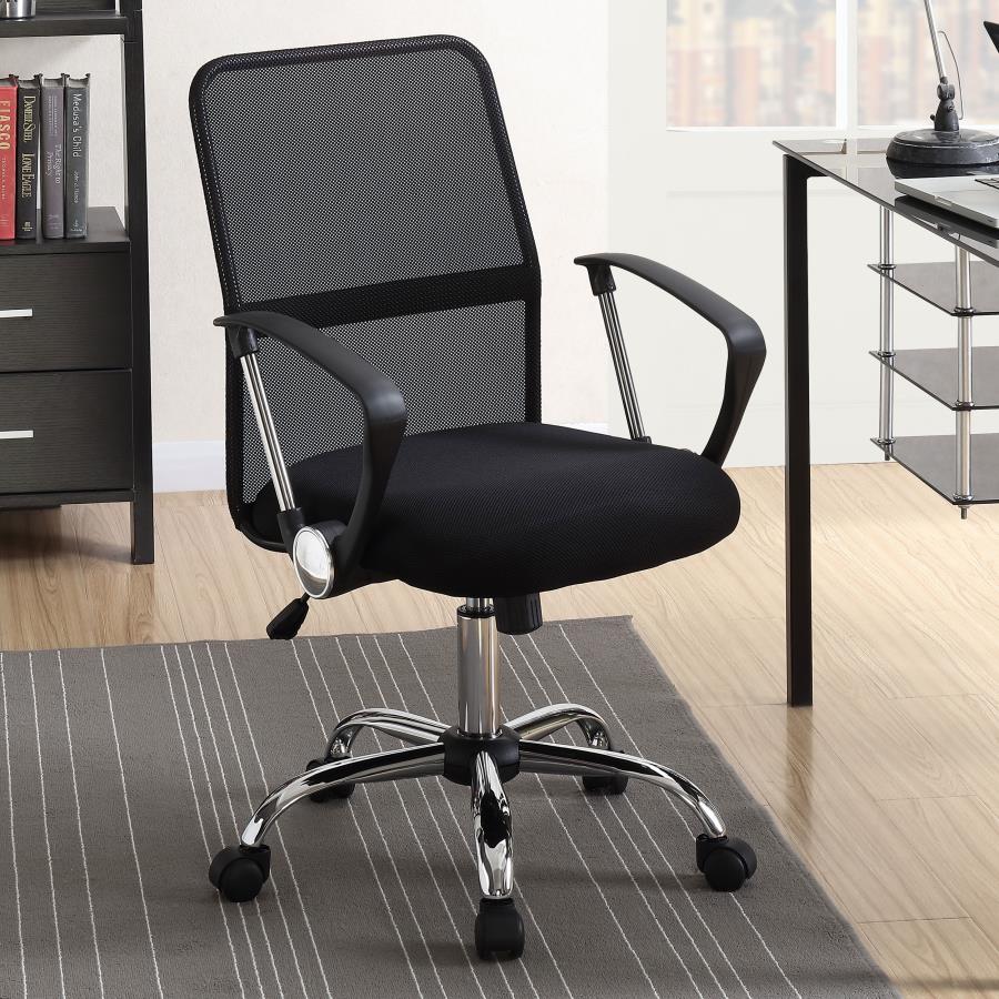 Office Chair with Mesh Backrest Black and Chrome_0