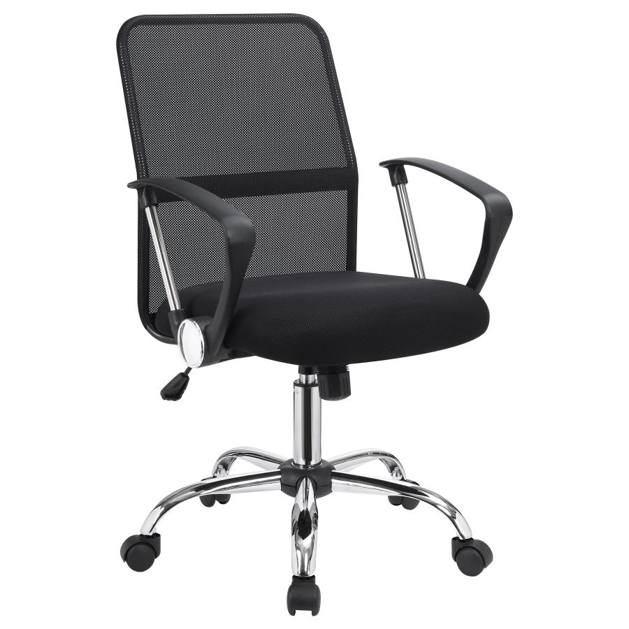 Office Chair with Mesh Backrest Black and Chrome_1