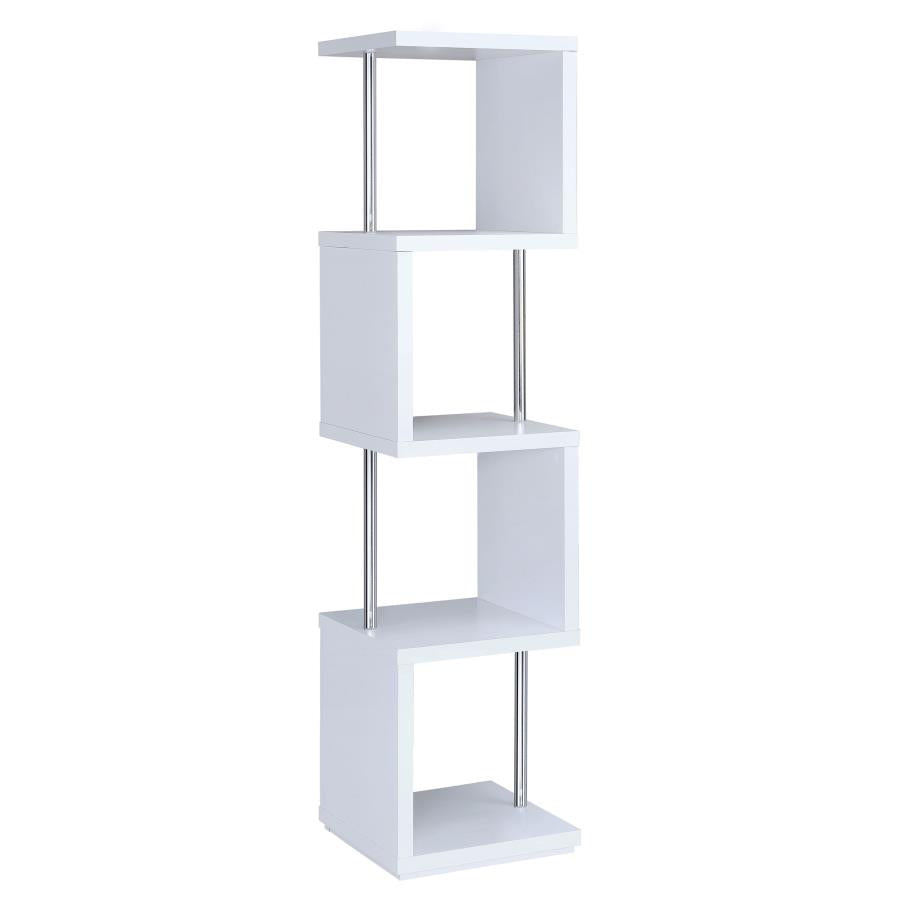 Baxter 4-shelf Bookcase White and Chrome_4