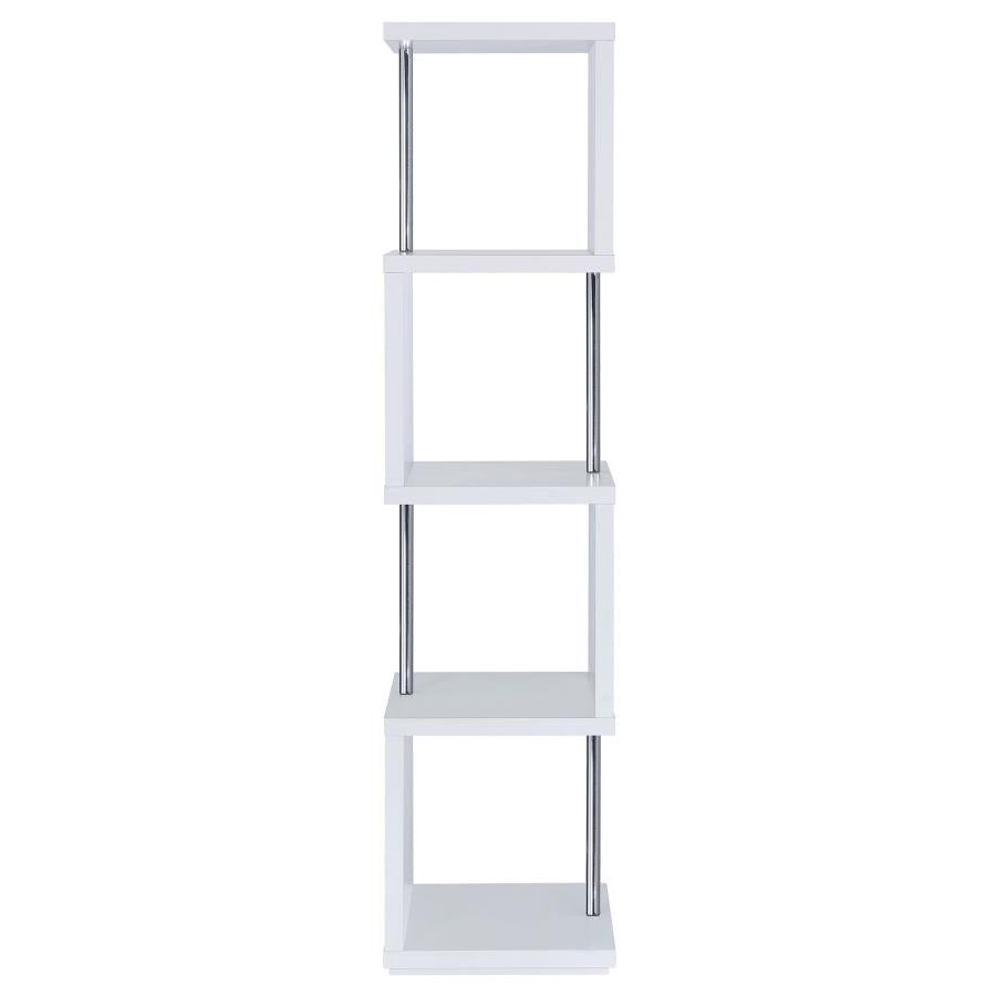 Baxter 4-shelf Bookcase White and Chrome_5