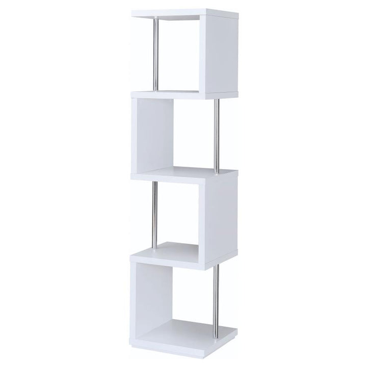 Baxter 4-shelf Bookcase White and Chrome_6