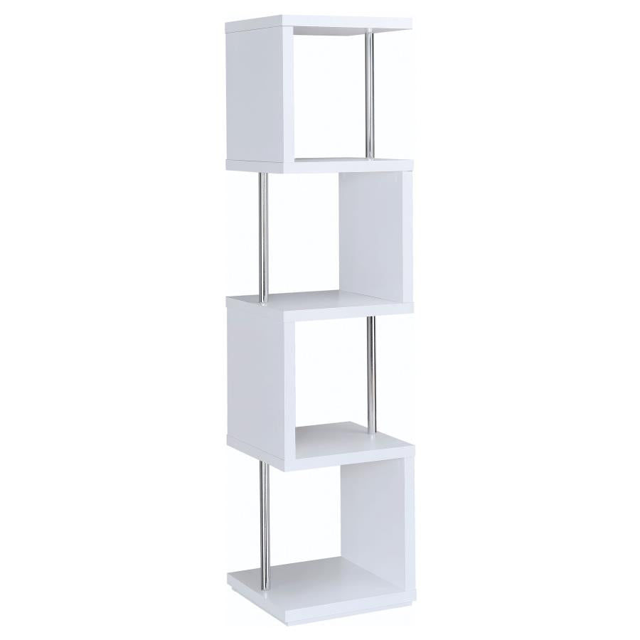 Baxter 4-shelf Bookcase White and Chrome_8