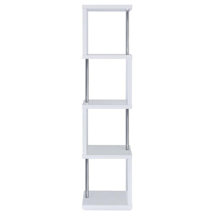 Baxter 4-shelf Bookcase White and Chrome_9