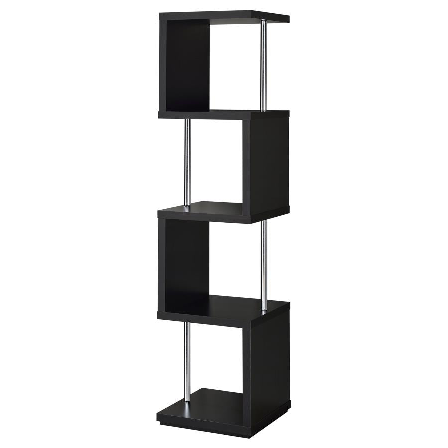 Baxter 4-shelf Bookcase Black and Chrome_1