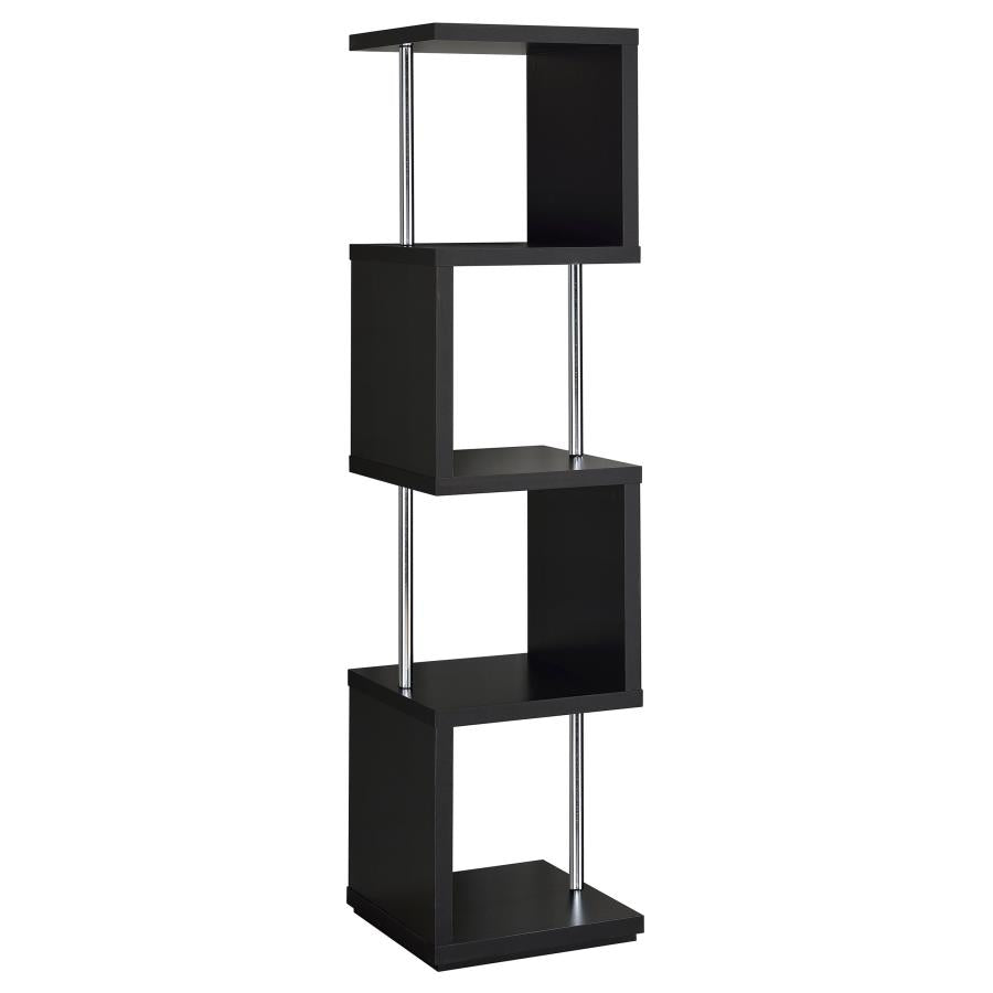 Baxter 4-shelf Bookcase Black and Chrome_4