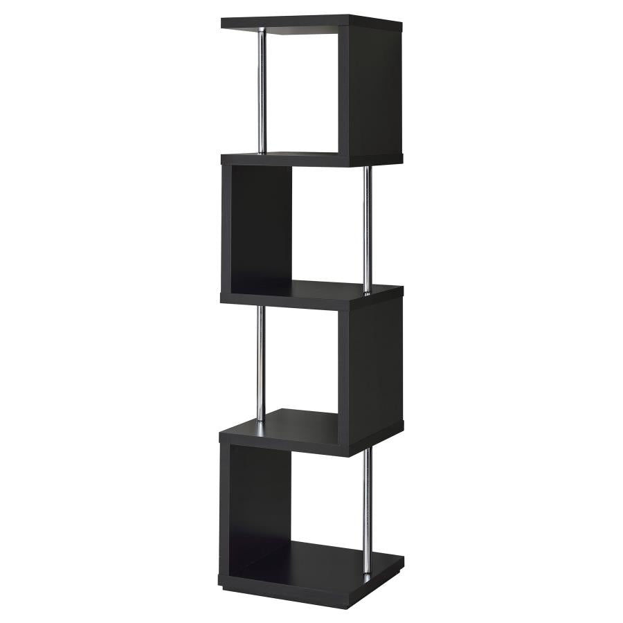 Baxter 4-shelf Bookcase Black and Chrome_6