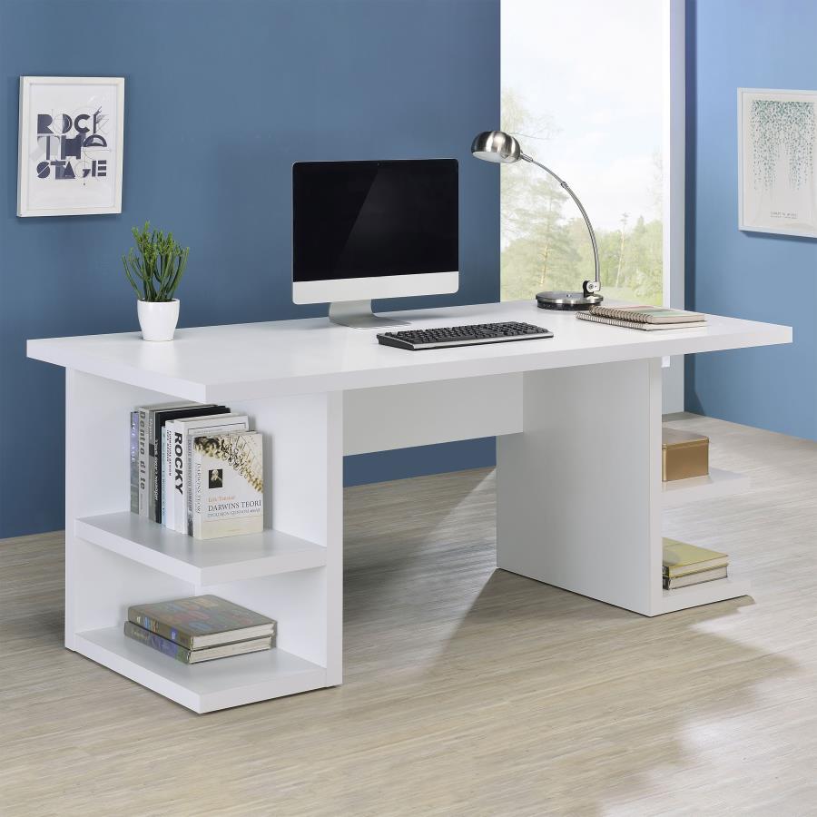 Alice Writing Desk White with Open Shelves_0