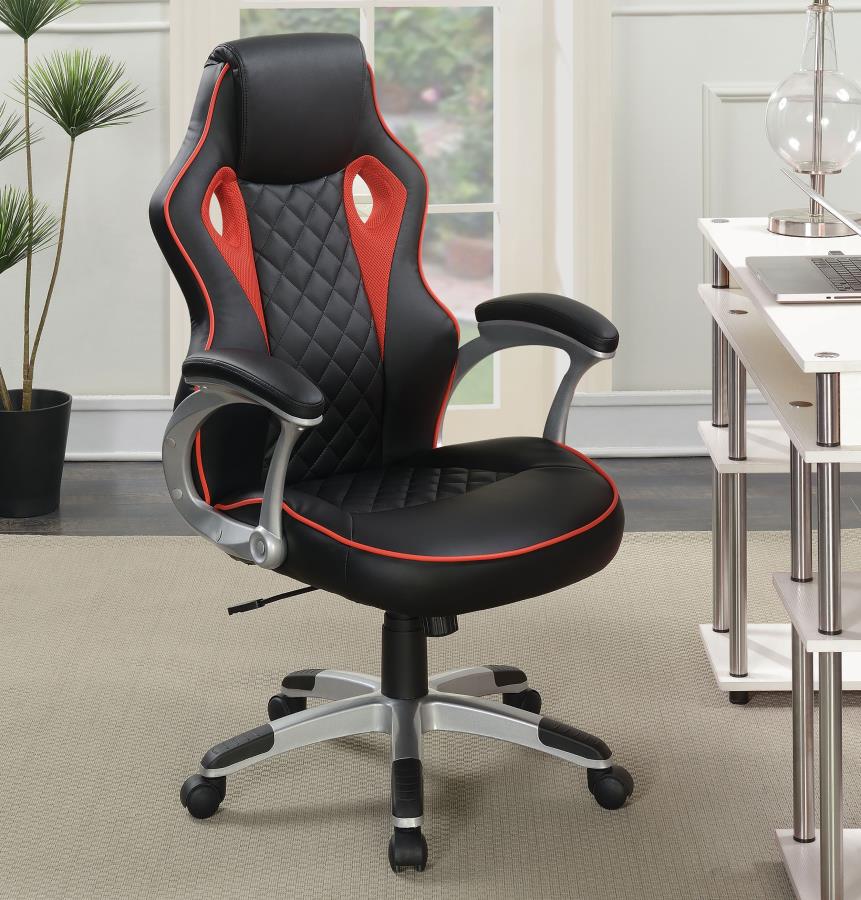 Upholstered Office Chair Black and Red_0