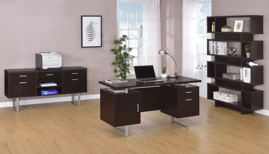 Lawtey Rectangular Storage Office Desk Cappuccino_5